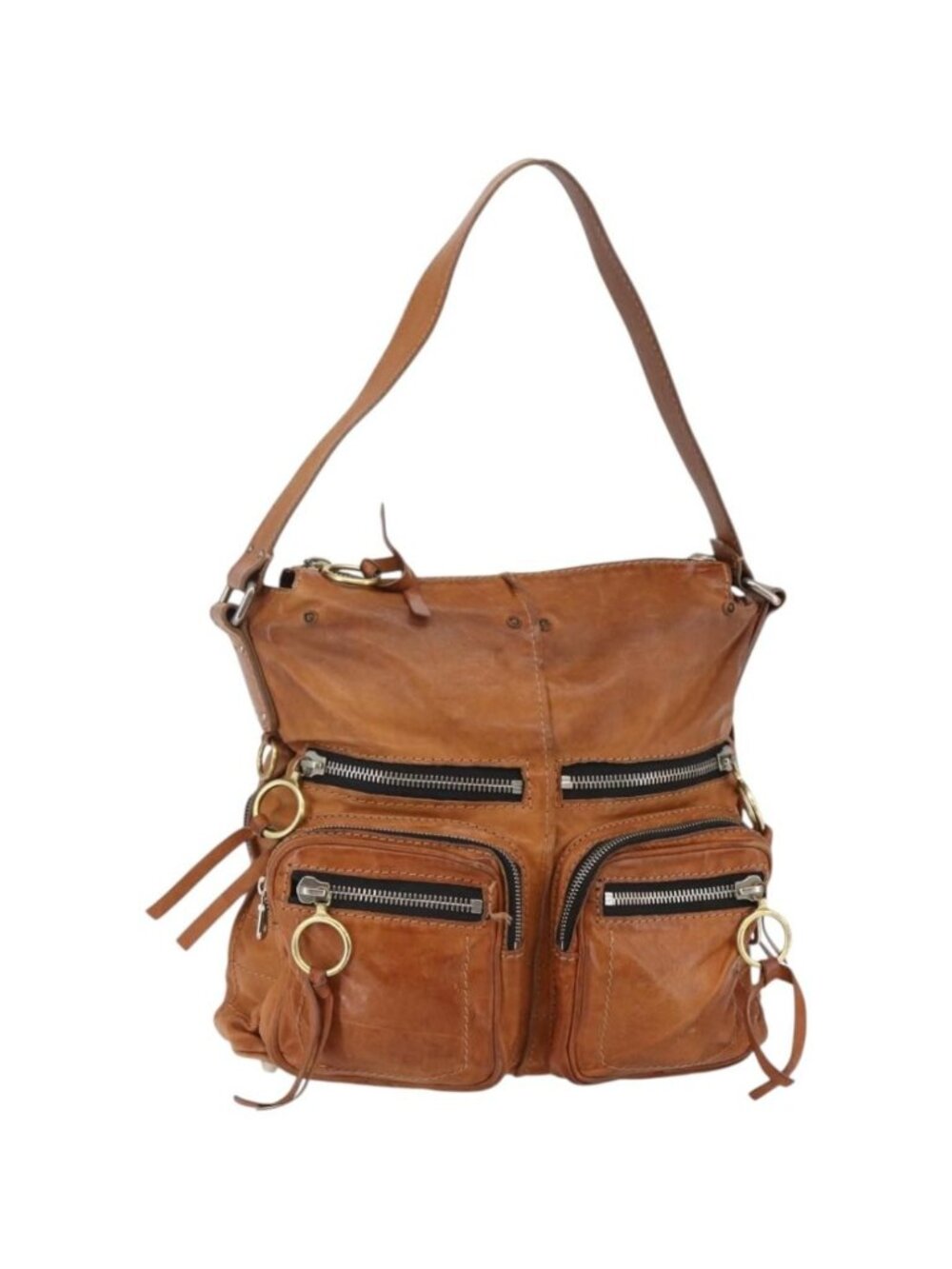 Chloe Betty Shoulder Bag Leather Brown Silver gold